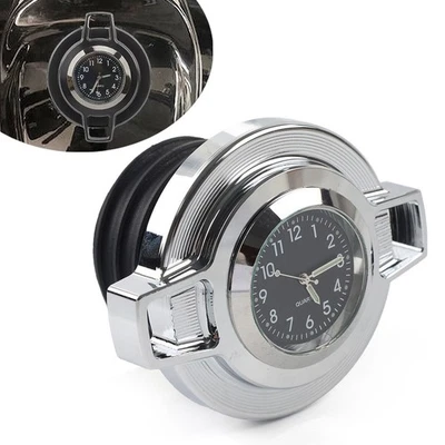 Fuel Gas Tank Oil Cap Cover W/Clock Chrome For Harley Sportster 883 Softail Dyna - Image 1 of 4