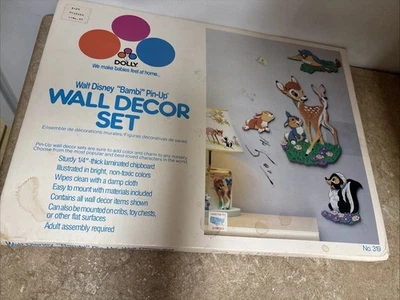 Vintage Bambi Disney Wall Hanging Decor Nursery Kids Room Flower Thumper Owl - Image 1 of 4