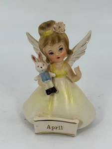 Vintage Nanco Boston Porcelain April Birthday Angel Figurine Made In Japan - Picture 1 of 11