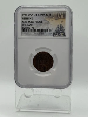1751 VOC Dutch East India Company Duit,NGC certified,known as the New York Penny - Image 1 of 4