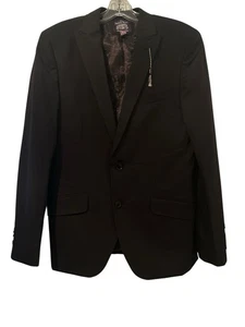 The SAVILE ROW CO Brixton Black Two Button Peak Lapel Skinny Fit Suit 38R /36W - Picture 1 of 5