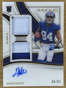 2023 Jalin Hyatt Immaculate Rookie Dual 2 Color Patch Auto RPA #/99 - Giants - Picture 1 of 2