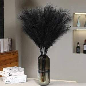 9 Stems Black Pampas Grass - 38 Inch Tall Faux Pompous Grass Decor, Long Arti... - Picture 1 of 6
