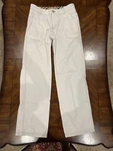 Burberry pants boys Size 12Y White With Nova Check Plaid Trims 100% Cotton - Picture 1 of 15