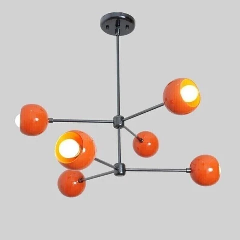 Mid Century Eyeball Shade Stilnovo Style Sputnik Light 6 Light Brass Chandelier Cover