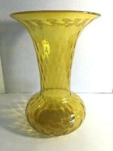 Vintage Italian Empoli OPTIC Art Glass YELLOW Vase 12" - Picture 1 of 10
