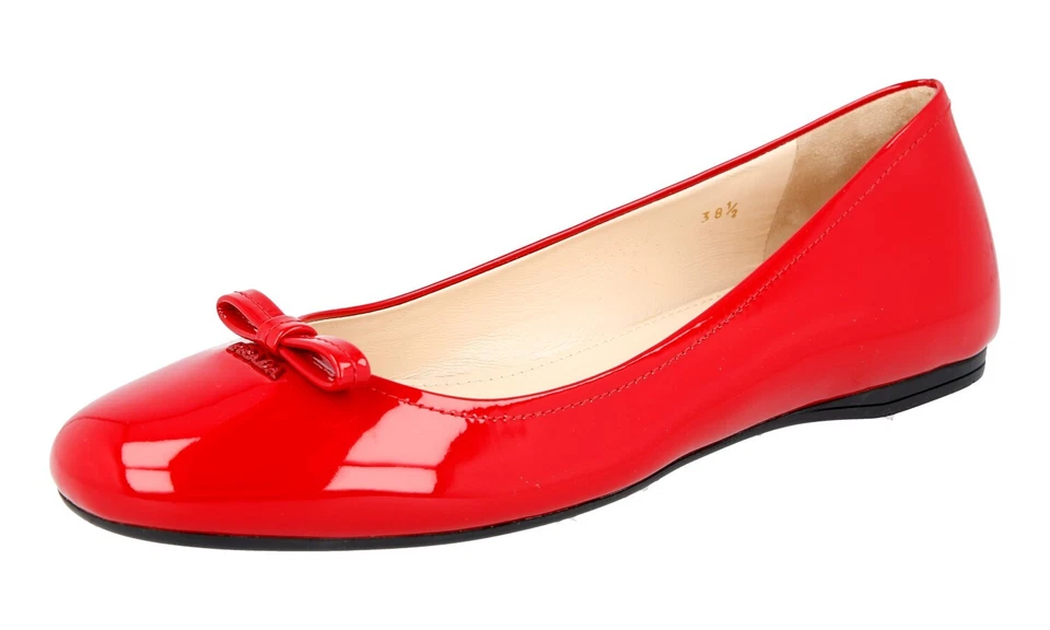 Auth Luxury PRADA Ballerina Flats Shoes 1F451F Red US 8.5 EU 38 5 39