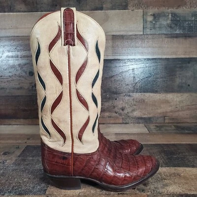 Botas Tony Lama Royal Red Burgundy Wine Hornback Caiman jacaré 6 M R13103L - Imagem 1 de 4