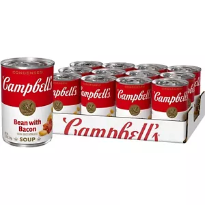 Campbell's Condensed Bean with Bacon Soup 🍲 11.25 Ounce Can (Pack of 12) - Picture 1 of 5