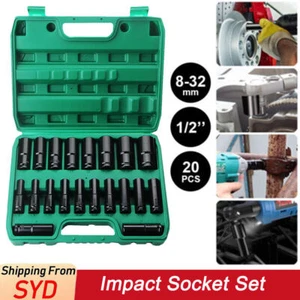 1/2" Drive Deep Impact Socket Set CR-V Steel Metric Sockets Long 20PCS 8-32MM AU - Picture 1 of 12