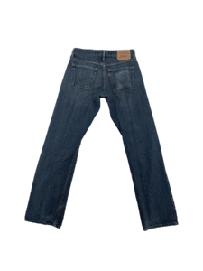 Levi's 514 Slim Straight Jeans Mens Size 31 x 32 Dark Wash Distressed Destroyed - Foto 1 di 12