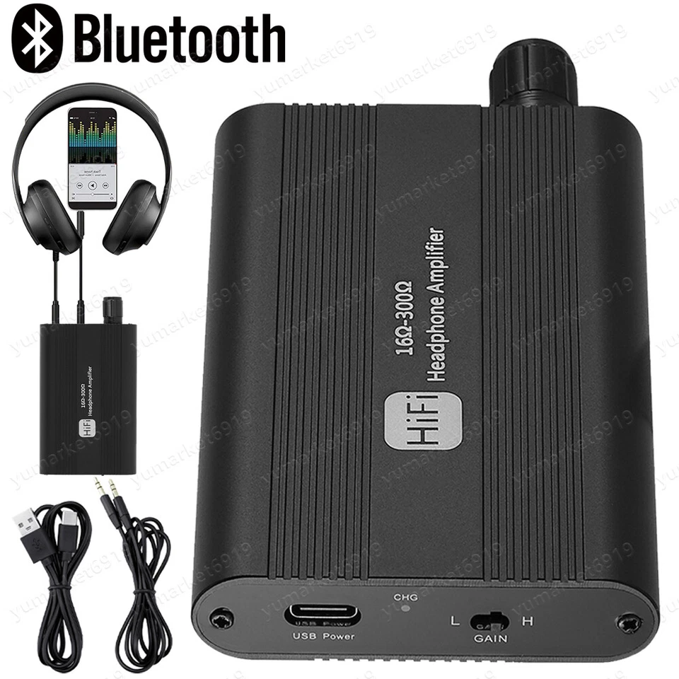 16-300Ω HD HIFI Headphone Amplifier Portable Earphone Amp 3.5mm USB Bluetooth US - Image 1 of 4