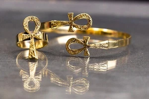 Wunderschönes Ägyptisches Schmuckset mit Ankh Ring und Ankh Armband - Bild 1 von 1