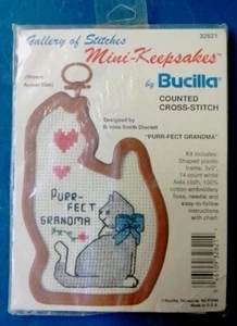 Bucilla Gallery of Stitches Counted Cross Stitch Kit #32621 Purr-fect Grandma - Picture 1 of 4