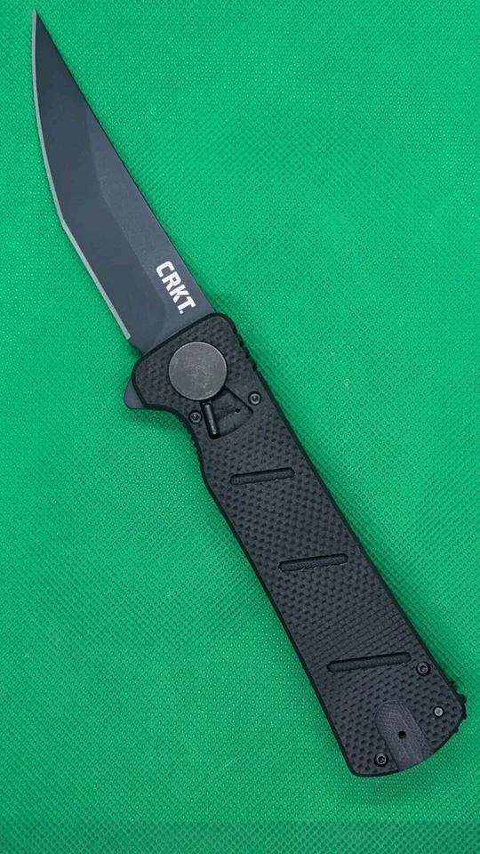 CRKT Goken Folder Folding Knife 3.69 in Black PlainEdge Blade G10 Handle