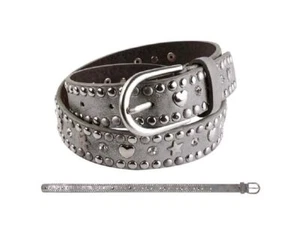 Girls Children's Belt Anthracite with Heart and Star Studs 55 cm | Girls Belt - Picture 1 of 1