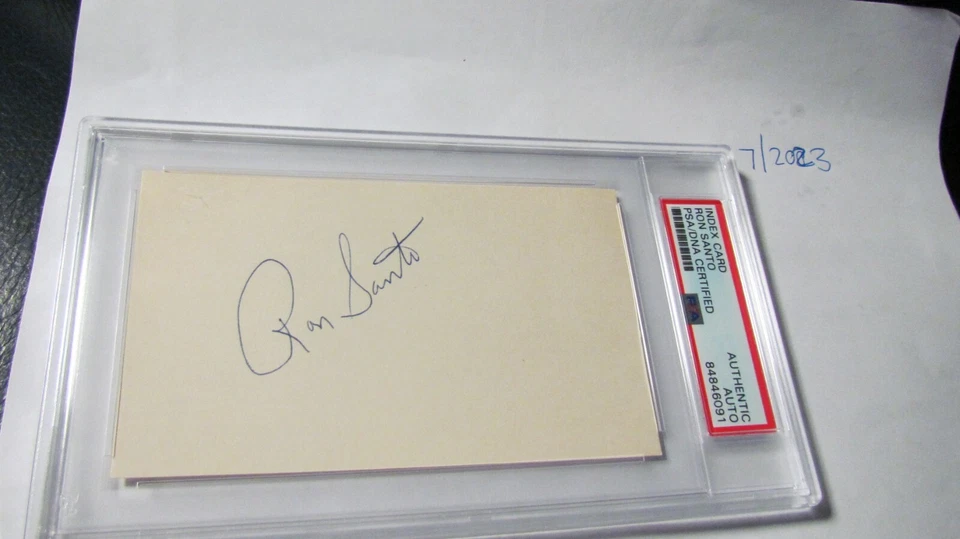 Ron Santo signed Index Card PSA Certified - Image 1 of 3
