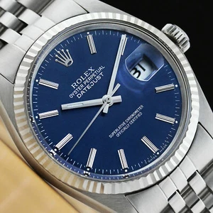 ROLEX MENS DATEJUST BLUE DIAL 18K WHITE GOLD & STAINLESS STEEL QUICKSET WATCH - Picture 1 of 7