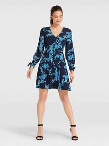 Draper James Geranium Floral Tie Sleeve Dress, Nassau Navy, Size 10, NWT - Picture 1 of 3