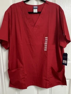 Cherokee Workwear Unisex Scrub Set XL V Neck 3 Pocket Top & L Bottoms Red NWT - Picture 1 of 3
