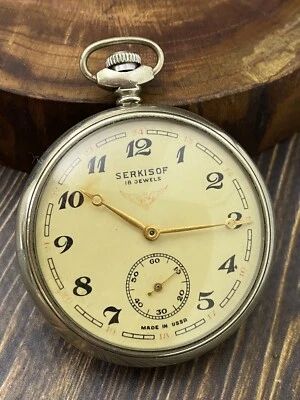 Vintage  Soviet CCCP USSS MOLNIJA SERKOSOF Train 3602  Pocket Watch 50mm #4899 - Image 1 of 4