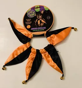 Rubies Pet Shop Boutique Halloween Orange & Black Jester Collar, Size S/M - Picture 1 of 3