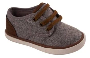 Baby Deer Gray Heathered Lowtop Sneaker w/Brown Trim Baby Toddler 3 4 5 6 7 - Picture 1 of 1