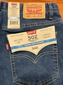 Levi’s 502 Regular Taper Stretch Boys Jeans 18 Reg. 29 X 31 New With Tags - Picture 1 of 9