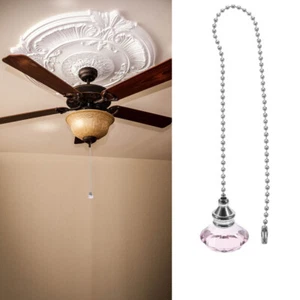 2Pcs Rhinestone Ceiling Fan Pull Chain Extender Lamp Accessory - Picture 1 of 12