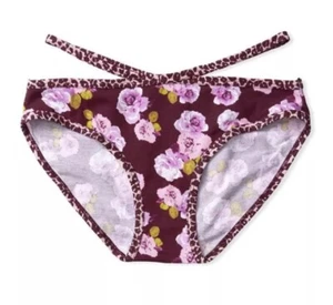 Neu mit Etikett Victoria's Secret Baumwoll-Bikini mit ausgeschnittenen Trägern Leopard Kir lila Blumenmuster XS - Bild 1 von 7