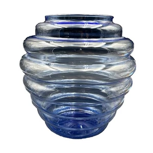 Vase Glass Beehive 11" French Blue Opaque Rippled Unique - Picture 1 of 8
