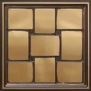 Piastrelle per soffitto 3D Tin Look D1300 oro antico PVC goccia 2x2 lotto di 25 pezzi - Foto 1 di 2