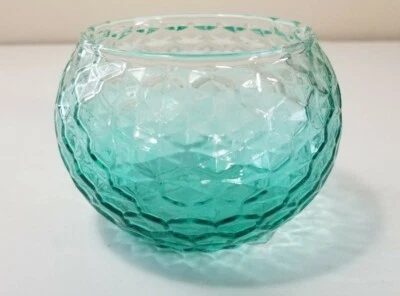 Yankee Candle Turquoise Roly Poly Block Pewter Glass Tea light Holder NEW Tags - Image 1 of 4