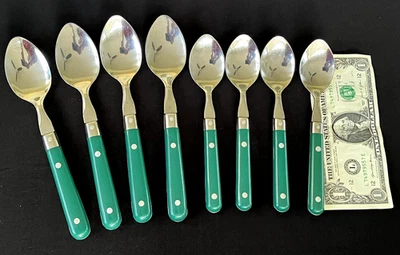 Lote de 8 cubiertos de acero inoxidable verde cazador de 2 remaches Washington Forge WF Mardi Gras Foto 1 de 4