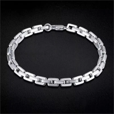 Pure Platinum 950 Chain Men Women 4.3mm Square Cable Link Bracelet 16.5g/7.5inch - Image 1 of 4