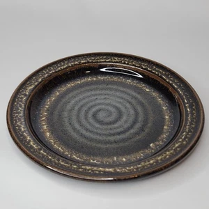 HandThrown 10" Plate Studio Art Signed Alewine Pottery Brown Tan Glaze Spun Clay - Picture 1 of 7