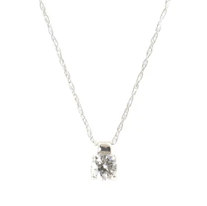 Colgante solitario de diamantes redondos de 0,26 quilates de oro blanco de 14 quilates en collar de 20" 0,97 g - Imagen 1 de 22