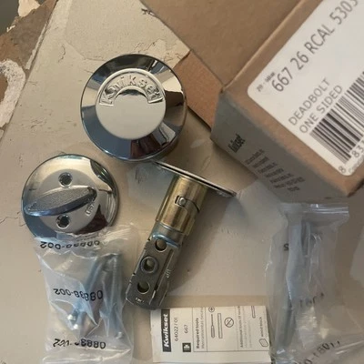 667 Series Satin Nickel Single-Sided Deadbolt with Exterior Plate - Image 1 of 4