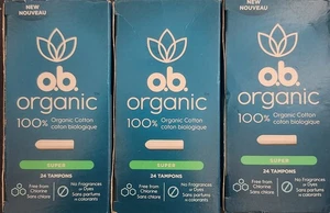 3 o.b. Organic Tampons, 24 Super,  100% Organic Cotton, 8 Hour Leak Protection - Foto 1 di 1