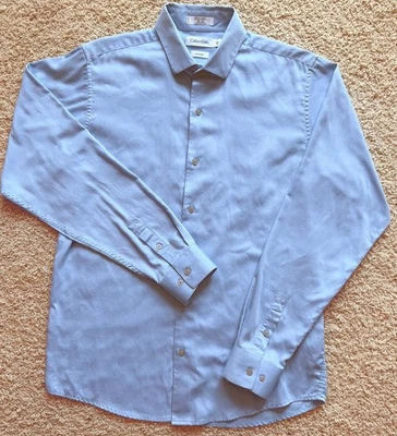 Boys Calvin Klein Sateen Blue Dress Shirt Size 20 - Image 1 of 4