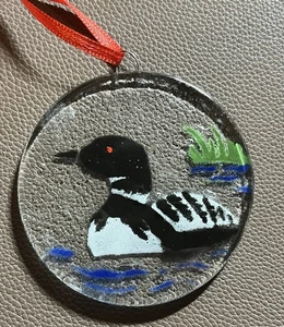 Schmelzglas Loon Vogel Weihnachtsschmuck 2,5" Sonnenfänger Richmond Glasarbeiten - Bild 1 von 3