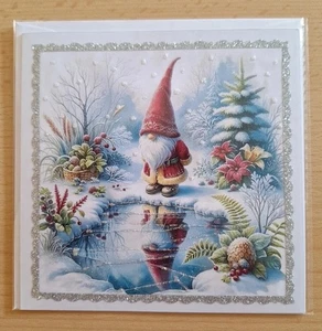 3D-Weihnachtskarte °Wichtel am See° Weihnachten Grusskarte Handarbeit Glitzer  - Bild 1 von 1