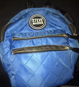 Steve Madden blue nylon backpack. Black Straps, Black Interior - Picture 1 of 5