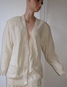 Vintage Women's 80s Long White Cardigan NWT Jacqueline Brand - M E2H - Picture 1 of 9