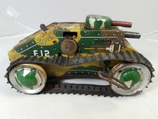 Vintage Marx Tin Litho E-12 Tank Toy Military w/Key Wind-Up Toy