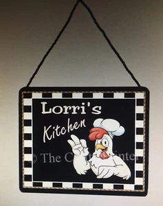 Wall Kitchen Sign (Plaque) Personalized With YOUR NAME- “Chicken-Rooster Chef” - Picture 1 of 1