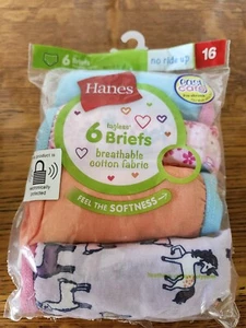 NEU Hanes Mädchen etikettlos atmungsaktiv Baumwolle Slips Unterwäsche 6er-Pack Größe 16 - Bild 1 von 2