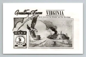 RPPC Greetings from Virginia VA Monitor Merrimac B&W collage postcard unposted - Picture 1 of 2