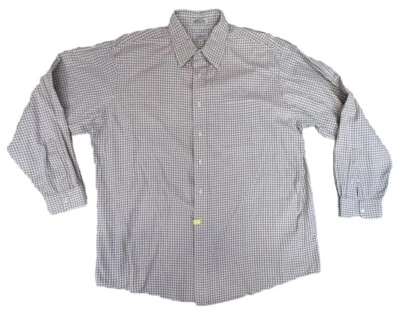 Camisa LL Bean Vintage Manga Larga Con Botones Para Hombre 17-35 Cuadros Marrón Blanco Rojo Foto 1 de 4
