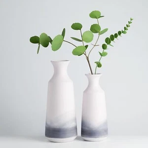 Modern Ceramic Flower Vase Grey White Decorative Vase Pampas - Picture 1 of 7